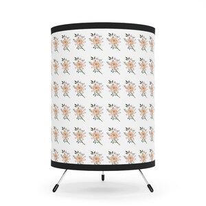 white tripod lamp  Flower Tripod Lamp with High-Res Printed Shade, Flower Tripod Lamp