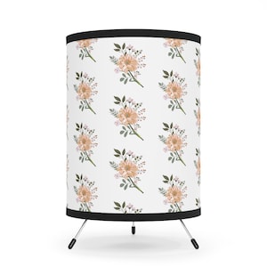 Flower Tripod Lamp with High-Res Printed Shade, Flower Tripod Lamp