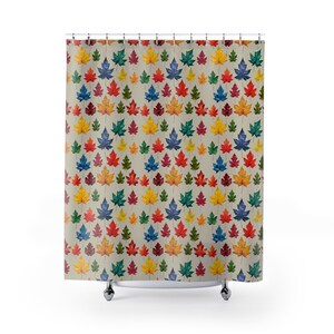 Fall Leaves Shower Curtain Thanksgiving Bathroom Decor Farmhouse Curtain Fall Shower Curtain Thanksgiving decor Cute Shower Curtain Bathroom