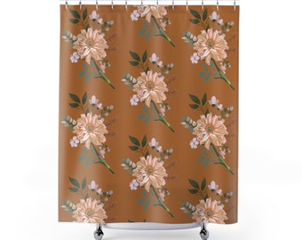 Cortina de ducha de flores silvestres linda cortina de ducha cortina de granja caprichosa decoración de bañoBoho cortinas de ducha, cortina de ducha botánica