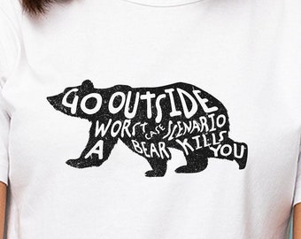 Funny Bear Hiking T-Shirt: Outdoor Adventure Graphic Tee