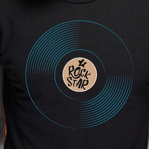 The “Rock Star” Vinyl Record Shirt, Rock n Roll Tee Shirt, Vinyl Record Shirt, Vinyl Gift, Music Shirt, Album Lover Gift