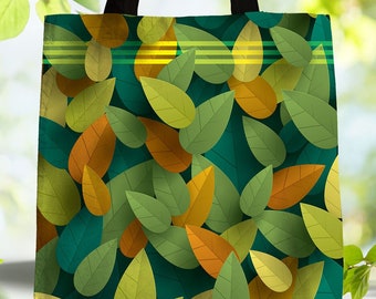 Leaf Design Tote Bag: Bright Polyester Gym Bag