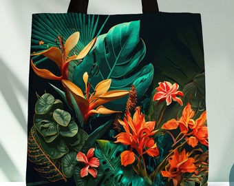 Tropical Plants Tote Bag: Modern Gym or Yoga Bag
