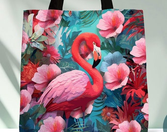 Tropical Flamingo Tote Bag: Contemporary Floral Gym Bag
