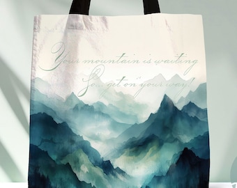 Watercolor Mountain Tote Bag: Dr. Seuss Quote Gym Bag