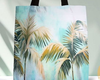 Watercolor Palm Tree Tote Bag: Trendy Gym or Yoga Bag