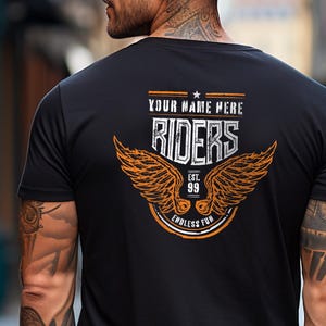 Personalized Motorcycle Shirt for Family — Custom Biker "Angel Wings" Tee — Couples Matching Riders Streetwear — Anniversary or Couples Gift