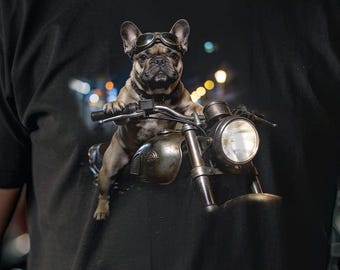 Koszulka z buldogiem francuskim na motocyklu — Francuz jadący na motocyklu