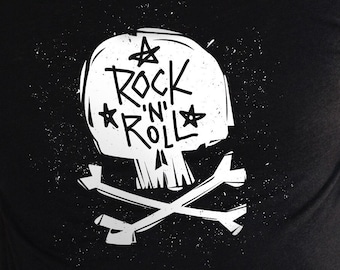 Rock ’n Roll Shirt, Raging Skull ’n Crossbones, Rock And Roll Shirt, Rocker Gift