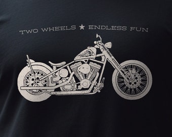 Vintage Motorcycle Tee: "Two Wheels - Endless Fun" Graphic T-Shirt