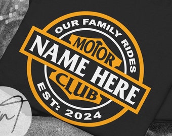 Personalized Family Motorcycle Club Shirt: Custom Name & Date