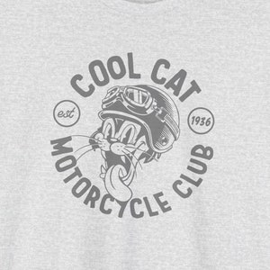 Retro "Cool Cat Motorcycle Club" Ultra Soft Tee – Tex Avery Style Cartoon Cat – Biker T-Shirt for Men & Women Enthusiasts - Gift For Bikers