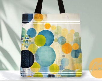 Modern Art Tote Bag: Painted Dot Design, Yoga Gym Bag