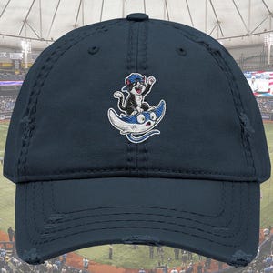 Distressed Tampa Bay “Kitty Riding Devil Ray” Dad Hat — Embroidered Baseball Cap — FREE SHIPPING