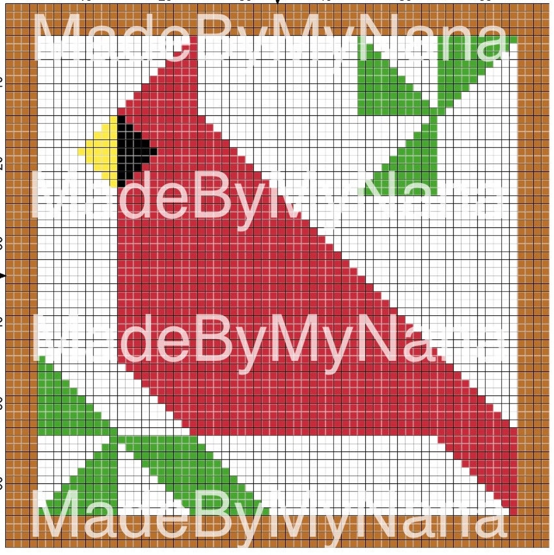 Cardinal Cornertocorner Graph Pattern Crochet Knit Cross Etsy