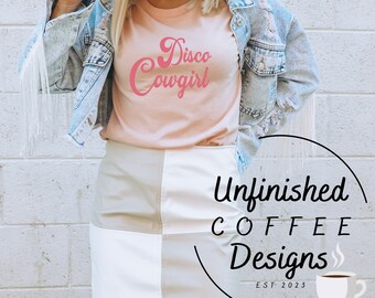 Disco Cowgirl SVG PNG, Western Design (Digitaler Download)