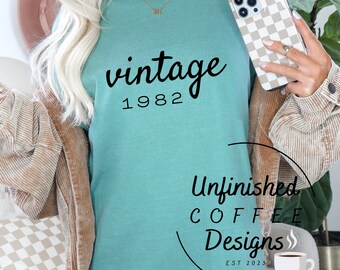 Vintage 1982 verjaardag SVG | PNG-afbeelding (digitale download)