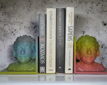 Albert Einstein Buchstützen Gesichtspaar | Einzigartige Buchstützen für dekoratives Accessoire