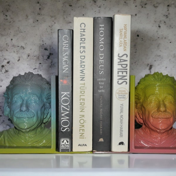 Albert Einstein Bookends Face Pair | Unique Bookends for Decorative Accessory