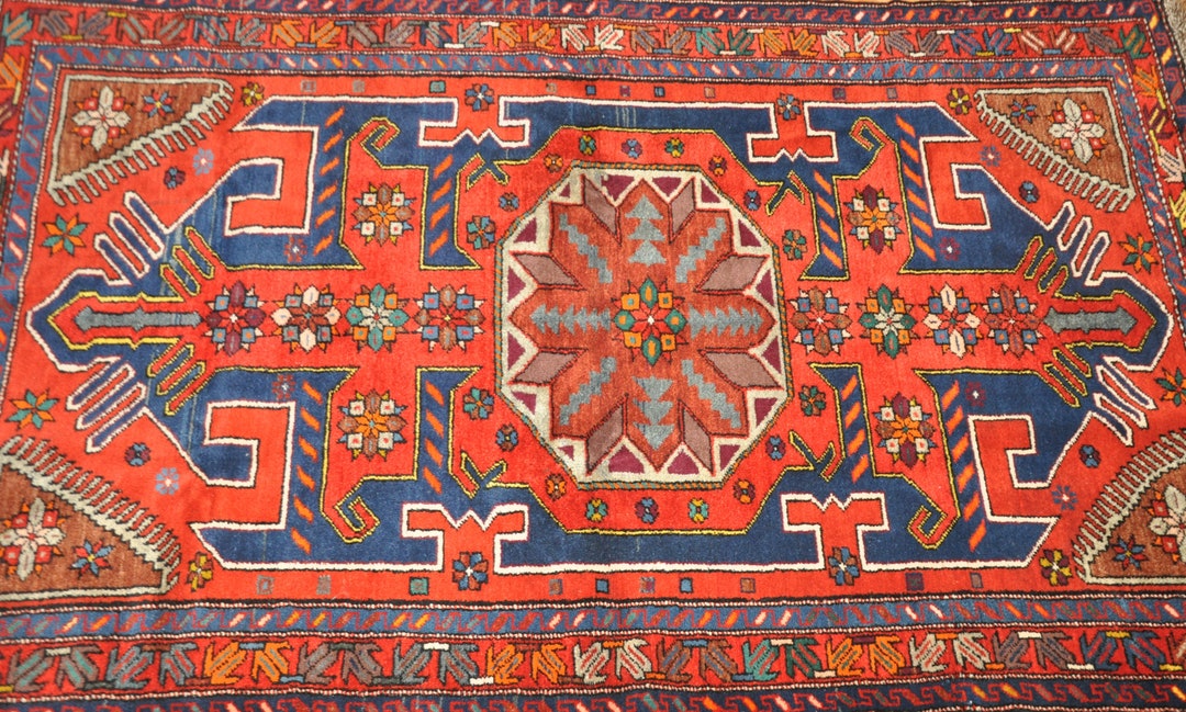 Handwoven Vintage Dagestan Rug Original Antique Caucasian Rug Etsy
