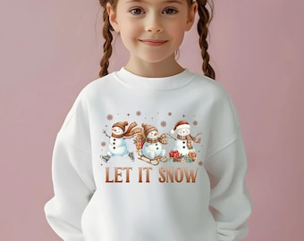 Snowman Christmas Shirt, Let It Snow Sweatshirt, Toddler Holiday Winter Sweater, Cute Family Top