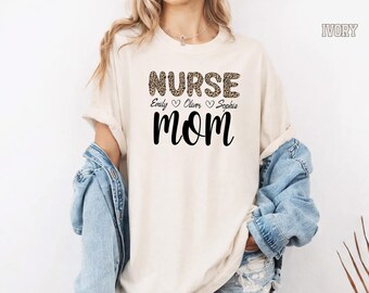 Custom Nurse Mom Leopard Shirt Comfort Colors Kids Names Sweatshirt Medical Day Gift