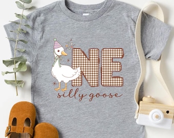 One Silly Goose Birthday Shirt: Custom Age Name, First Bday Gift, Toddler Tee, Baby Bodysuit