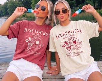 Lucky In Love Vegas Bachelorette Comfort Colors Shirt Retro Casino Bride Squad Tee
