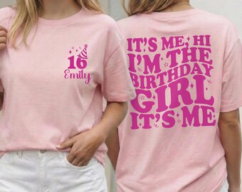 Custom 16th Birthday Shirt, 2010 Bday Official Teenager Gift, Retro Groovy Tee, Pink Preppy Top