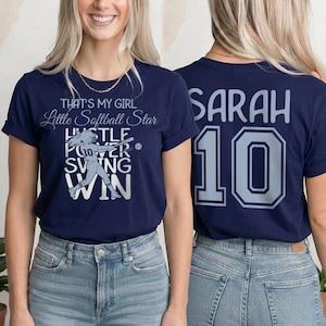 Custom Softball Mom Shirt Name Number Back Print Game Day Sweat Two Sided Tee