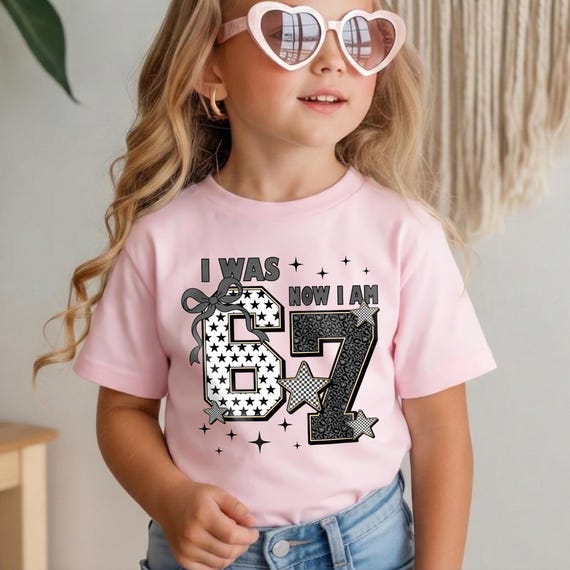 7th Birthday Shirt Girl, Seven Year Old Gift, I Was 6 Now I Am 7, 6 7 Leopard Checkered Top