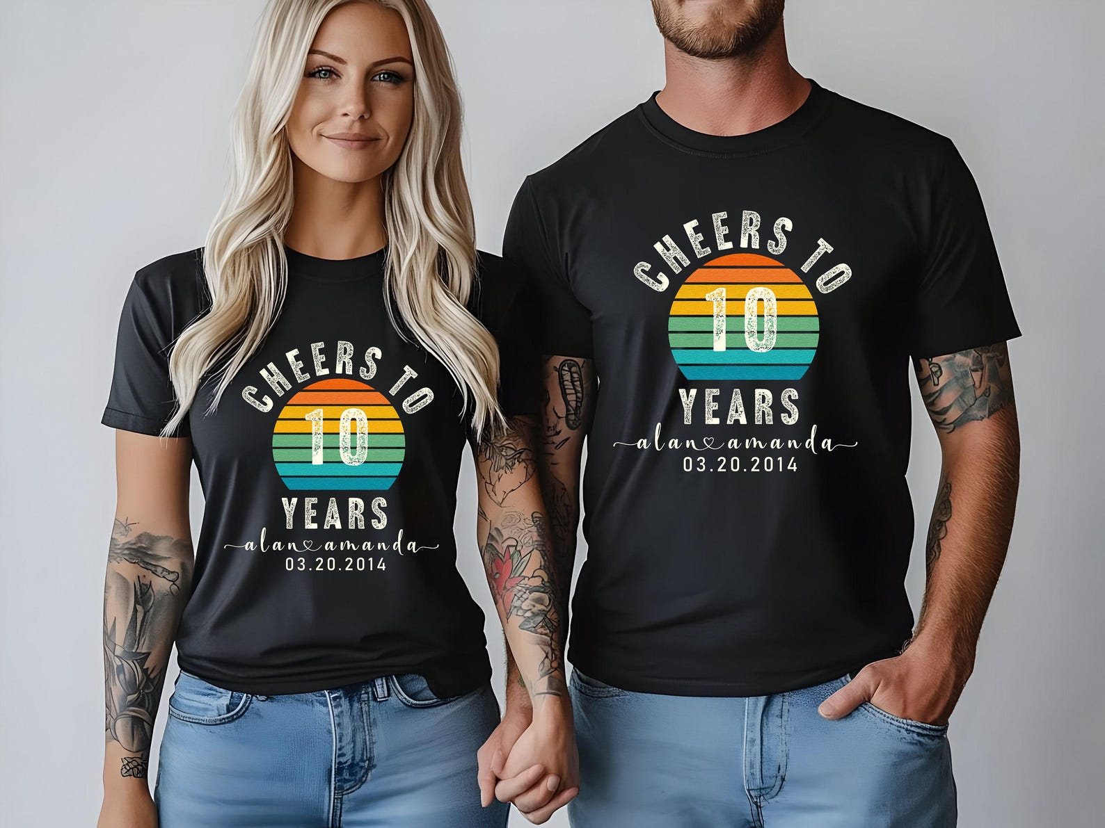 Custom 10th Anniversary Sweatshirt, Personalized 10 Years Married Gift ...