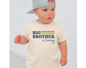 Big Brother In Training Shirt Retro Pregnancy Announcement Toddler Tee Baby Bodysuit