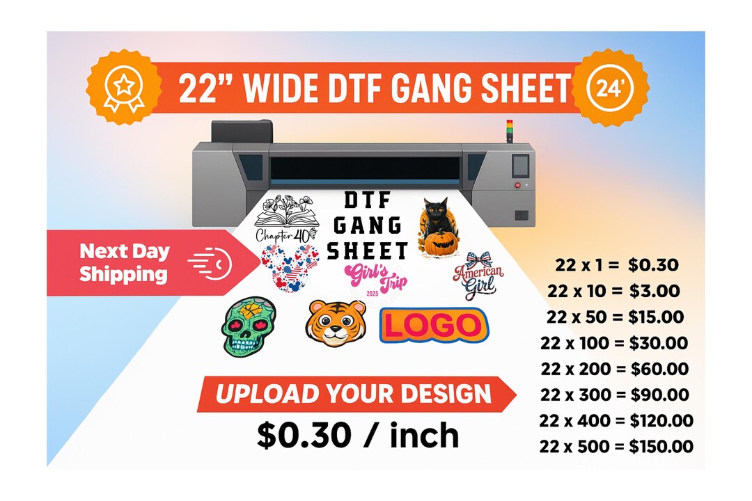 Custom DTF Gang Sheet: Full Color Heat Transfer, Ready to Press - Etsy