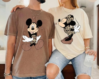 Comfort Colors Disney Couple Shirt Leopard Mickey Minnie Safari Trip Matching Tee