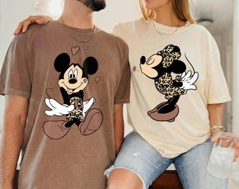 Comfort Colors Disney Couple Shirt Leopard Mickey Minnie Safari Trip Matching Tee