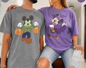 Couple Disney Halloween Ghost Shirt Mickey Minniie Comfort Colors Spooky Pumpkin Tee