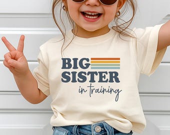 Big Sister In Training Shirt Retro Pregnancy Announcement Toddler Tee Baby Bodysuit
