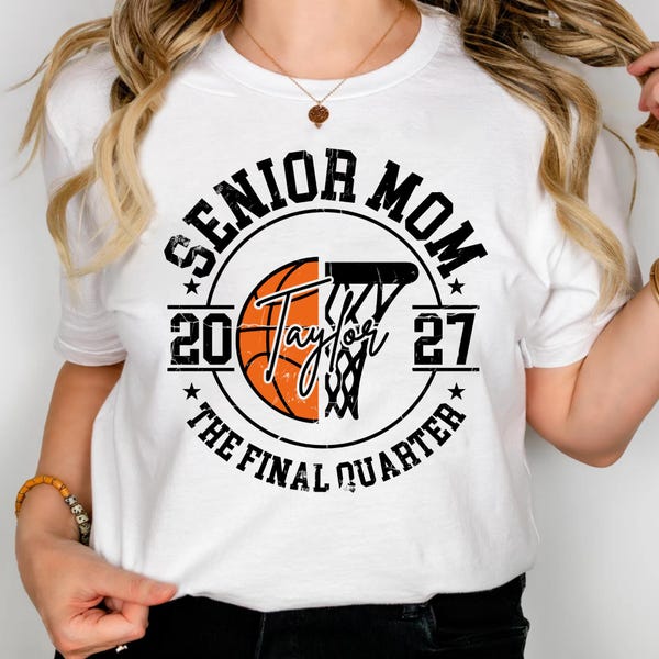 Custom Senior Mom Dad 2027 Basketball Shirt Final Quarter Player Name Sweatshirt