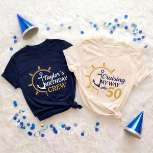 Custom 50th Birthday Cruise Shirt Hoodie Sweatshirt Nautical Crew Group Party Gift Tee