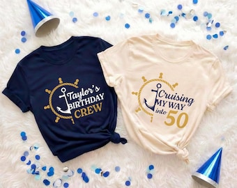 Custom 50th Birthday Cruise Shirt Hoodie Sweatshirt Nautical Crew Group Party Gift Tee