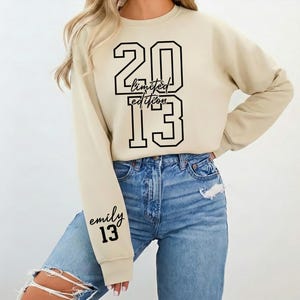 Custom 2013 13th Birthday Sweatshirt: Bday Gift, Personalized Name Shirt, 13st Tee