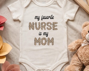 Favorite Nurse Mom Leopard Shirt Toddler Sweatshirt  Kids Tee Happy Nurses Day Gift