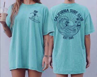 California Surf Club Shirt Comfort Colors Vintage Beach Tee Retro Oversized Custom