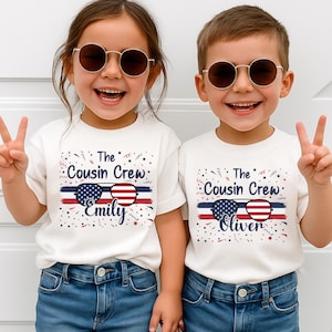 Custom Cousin Crew Shirt 4th Of July Family Matching USA Flag Toddler Sweatshirt Kids
