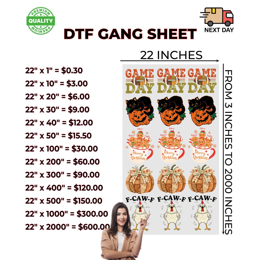 Custom DTF Gang Sheet: Bulk Heat Transfer Film, Ready to Press - Etsy