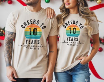 Custom 10th Anniversary Sweatshirt, Personalized 10 Years Married Gift, Couple Matching Hoodie