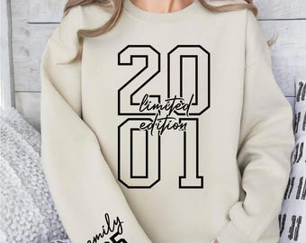 25th Birthday Shirt, Custom 25th Bday Sweatshirt Gift, Sweater for Those Born in 2001, 25th Hoodie