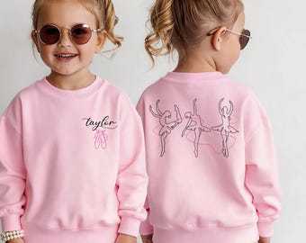 Custom Ballerina Shirt Personalized Ballet Sweatshirt Two Sided Dance Tee Little Girl